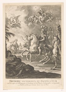 Allegorische Darstellung mit Friedrich dem Großen zu Pferd