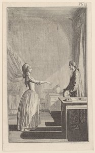 Clarisse wirft Lovelace Schutzlosigkeit, Entehrung und Raub aller Ruhe und Tugend vor von Daniel Nikolaus Chodowiecki