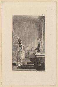 Clarisse wirft Lovelace Schutzlosigkeit, Entehrung und Raub aller Ruhe und Tugend vor von Daniel Nikolaus Chodowiecki
