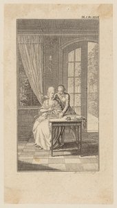 Ferdiner überrascht Julie beim Lesen im Gartenhaus von Daniel Nikolaus Chodowiecki