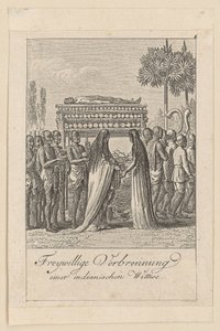 Freiwillige Verbrennung, Blatt 6 der Folge „Ostindische Gebräuche“ von Daniel Nikolaus Chodowiecki