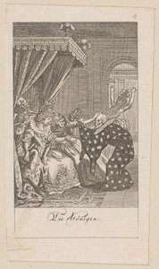 Königin, Blatt 4 der Folge „Der Totentanz“ von Daniel Nikolaus Chodowiecki