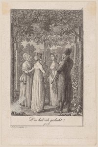 Lottchen besucht Minchen, die vom Treffen mit dem Gutsbesitzer erzählt, Blatt 4 der Folge "Der Ruf in die Stadt" von Daniel Nikolaus Chodowiecki
