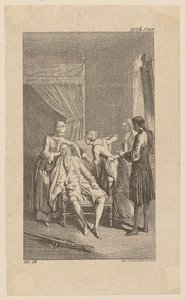 Ohnmächtiger Durour im Haus seiner früheren Geliebten Miss Dellon, Blatt 14 aus "Leben Bemerkungen und Meinungen Johann Bunkels"