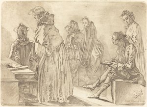 Gesellschaft mit sechs Damen und dem Künstler