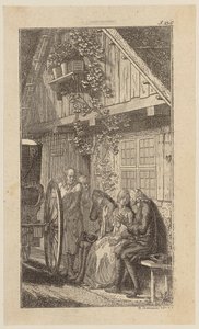 Sebaldus, Mariane und Säugling auf einer Bank vor dem Bauernhaus von Daniel Nikolaus Chodowiecki