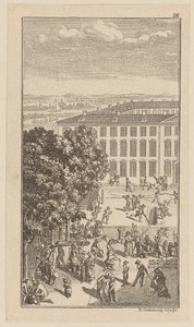 Seminargebäude, davor gymnastische Übungen und Gärtnerarbeiten von Daniel Nikolaus Chodowiecki