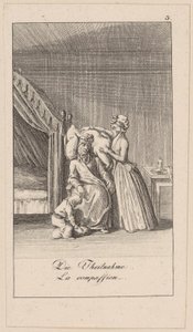 Teilnahme, Blatt 3 der Folge „Aufrichtigkeit und Heuchelei“ von Daniel Nikolaus Chodowiecki