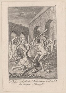 Theseus erlegt den Minotaurus und rettet die jungen Athener, Blatt 3 zu Beckers „Theseus“ von Daniel Nikolaus Chodowiecki