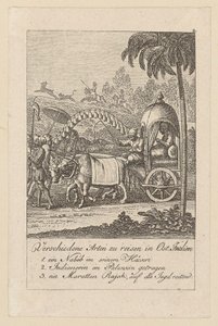 Verschiedene Arten zu Reisen, Blatt 2 der Folge "Ostindische Gebräuche" von Daniel Nikolaus Chodowiecki