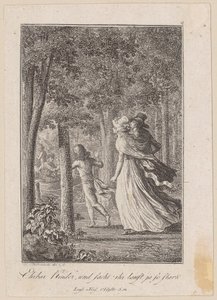 Walter, Luise und Karl treffen im Wald auf einen landenden Kahn von Daniel Nikolaus Chodowiecki