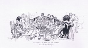 Don Diego im Gasthaus von Viveros, aus The Magazine of Art 1893, Cassell and Company von Daniel Urrabieta Vierge