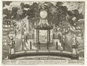 Feuerwerk auf dem Hofvijver zur Feier des Sieges bei Vigo, 1702 von Daniël Marot (I)