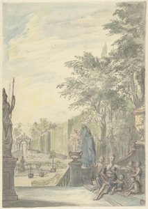 Ansicht von einer Terrasse in einem ornamentalen Garten von Daniël Marot (II)