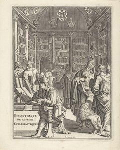 Bibliotheksinterieur mit Geistlichen