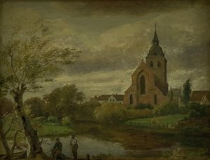 St. Knuds Kirche am Fluss in Odense. Herbst von Dankvart Dreyer