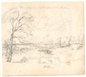Aussicht über eine hügelige und bewaldete Landschaft von Dankvart Dreyer