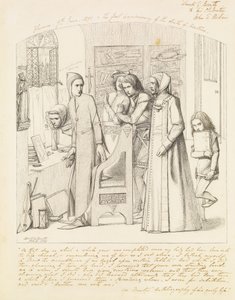 Dante zeichnet einen Engel am ersten Jahrestag des Todes von Beatrice, 1848-9 von Dante Gabriel Charles Rossetti
