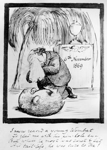 Rossetti beklagt den Tod seines Wombats, 1869 (Feder und Tinte auf Papier) von Dante Gabriel Charles Rossetti