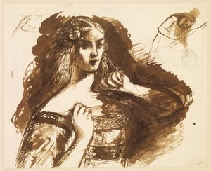 Halbfigur-Skizze einer jungen Frau von Dante Gabriel Rossetti