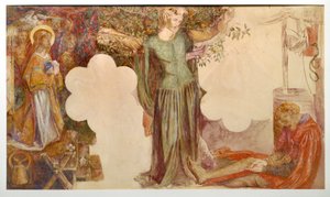 Sir Lancelots Vision des Heiligen Grals: Studie für das Fresko im Oxford Student Union von Dante Gabriel Rossetti