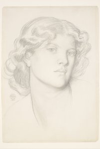 Der blaue Laube - Studie eines weiblichen Kopfes von Dante Gabriel Rossetti