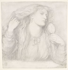 Frau, die sich die Haare kämmt, Fanny Cornforth von Dante Gabriel Rossetti