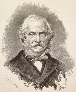 Porträt von Terenzio Mamiani (1799-1885), italienischer Politiker und Schriftsteller, Gravur nach einer Zeichnung von Dante Paolocci und einem Foto von Della Valle, aus L