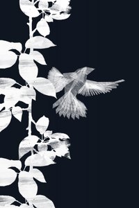 Ätherischer Vogel und Blätter