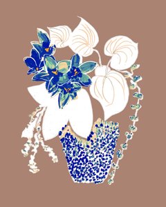 Lebendige Topfblumen in Blau