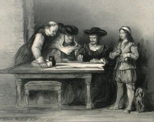 Christoph Kolumbus (1451-1506) im Kloster La Rabida aus 