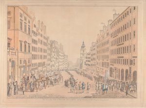 Blick auf die High Street von Edinburgh und den Kommissar von David Allan