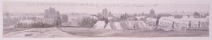 Landschaft mit Figuren und einem Wagen