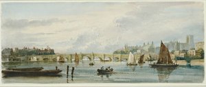 Blick auf die Westminster Bridge in Richtung Lambeth Palace und Westminster Abbey