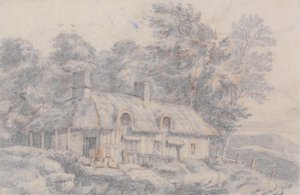 Hütte in Herefordshire, ca. 1820 von David Cox