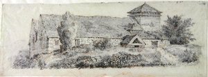 Llanfair Kirche, Nordwales, ca. 1813 von David Cox