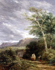 Walisische Landschaft mit einer Wassermühle von David Cox
