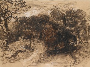 Ein hohler Weg bei Harborne, Derbyshire, 19. Jahrhundert von David Cox the elder