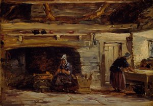 Hütteninnenraum, Trossavon bei Bettws-y-Coed, 1844-1847 von David Cox the elder