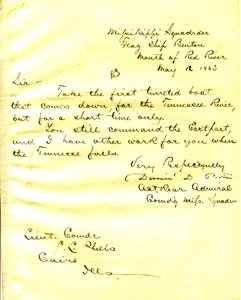 Brief von David D. Porter, U. S. S. Benton, Mündung des Red River, an Seth Ledyard Phelps, Kairo, Illinois, 12. Mai 1863 von David D. Porter