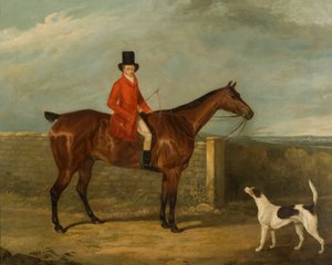 John Hall Kent in Jagdkleidung auf einem Pferd sitzend, 1825 von David Dalby