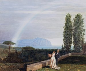Paar vor Landschaft bei Genua von David Dellepiane