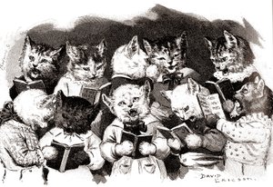 Singender Katzenchor, frühes 20. Jahrhundert (Illustration)