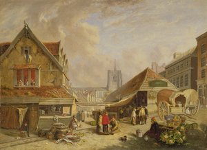 Der alte Fischmarkt, Norwich, 1825 von David Hodgson