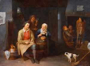 Das Innere eines Gasthauses mit rauchenden Bauern von David III Ryckaert
