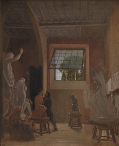 Der Bildhauer Jens Adolph Jerichau in seinem Atelier in Rom