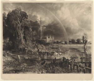 Kathedrale von Salisbury von den Wiesen: der Regenbogen von David Lucas