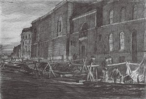 London: Morgendämmerung im Newgate-Gefängnis (Farblithografie) von David Muirhead (after) Bone