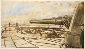 Auf einem Schlachtschiff: Geschützturm, Illustration aus 