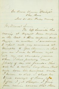 Brief von D. P. Grier, an Bord des Dampfers Starlight, Ohio River, an Anna McKinney, 21. November 1862